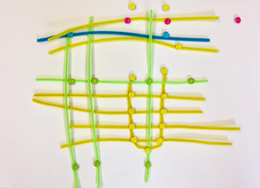 Prototype map of multi-modal TTC system with coloured lines and stops